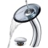 Kraus Vessel Mixer Series KGW1700PU10CHBLCL - Waterfall Bathroom Faucet with Clear Black Glass Disk and Pop-Up Drain in Chrome