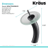 Kraus Vessel Mixer Series KGW1700ORBFR - Waterfall Bathroom Faucet Dimension