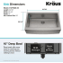 Kraus Standart PRO Series KHF2003310075MB - 33 Inch Single Bowl Stainless Steel Farmhouse Kitchen Sink Dimension