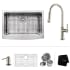 Kraus Standart PRO Series KHF20033163042SS - 30" Apron Front Single Bowl Sink with Pull-Down Kitchen Faucet, Soap Dispenser, Dish Grid, Drain and Kraus Towel
