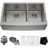 Kraus KHF20336161053SS - 36 Inch Double Bowl Farmhouse Kitchen Sink with Pull-Down Faucet &amp; Soap Dispenser
