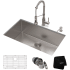 Kraus Standart PRO Series KHU10030161053SS - 30" Undermount Kitchen Sink w/ BoldenCommercial Pull-Down Faucet and Soap Dispenser in Stainless Steel