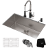 Kraus Standart PRO Series KHU10030161053SSMB - 30" Undermount Kitchen Sink w/ BoldenCommercial Pull-Down Faucet and Soap Dispenser in Stainless Steel/Matte Black