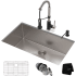 Kraus Standart PRO Series KHU10032161053SSMB - 32" Undermount Kitchen Sink w/ Bolden Commercial Pull-Down Faucet and Soap Dispenser in Stainless Steel/Matte Black