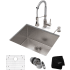 Kraus Standart PRO Series KHU10123161053SSCH - 23 Inch Undermount Single Bowl Kitchen Sink with Commercial Pull-Down Faucet, Soap Dispenser