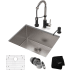 Kraus Standart PRO Series KHU10123161053SSMB - 23" Undermount Kitchen Sink w/ Bolden Commercial Pull-Down Faucet and Soap Dispenser in Stainless Steel/Matte Black
