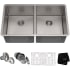 Kraus Standart PRO Series KHU10233 - 33 Inch Undermount 16 Gauge Stainless Steel 50/50 Double Bowl Kitchen Sink