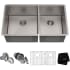 Kraus Standart PRO Series KHU10333 - 33" Undermount 60/40 Double Bowl 16 Gauge Stainless Steel Kitchen Sink with Accessories