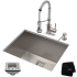 Kraus Pax Series KHU24L161053SSCH - 24" Undermount Utility Sink w/ Bolden Commercial Pull-Down Faucet and Soap Dispenser in Stainless Steel/Chrome