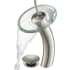 Kraus Vessel Mixer Series KGW1700PU10SNCL - Waterfall Bathroom Faucet with Clear Glass Disk and Pop-Up Drain in Satin Nickel