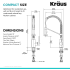 Kraus Bolden Series KPF1610CH - Single Handle Commercial Style Pull Down Kitchen Faucet Dimensions