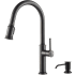 Kraus Sellette KPF1680ORBKSD80ORB - Single Handle Pull Down Kitchen Faucet with Deck Plate and Soap Dispenser in Oil Rubbed Bronze