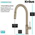 Kraus Oletto Series KPF2654BG - Modern Industrial Pull-Down Single Handle Kitchen Faucet in Brushed Gold Dimension