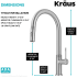 Kraus Oletto Series KPF2654SFS - Modern Industrial Pull-Down Single Handle Kitchen Faucet in Spot Free Stainless Steel Dimension