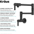 Kraus Oletto Series KPF5001MB - Wall Mount Pot Filler Kitchen Faucet with Retractable Arm in Matte Black