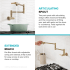 Kraus Oletto Series KPF5001SFBB - Wall Mount Pot Filler Kitchen Faucet with Retractable Arm in Spot-Free Brushed Brass