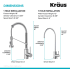 Kraus Bolden Series KPF1610FF100CH - Single Handle Commercial Style Pull Down Kitchen Faucet Dimensions