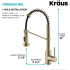 Kraus Bolden Series KPF1610FF100SFACB - Single Handle Commercial Style Pull Down Kitchen Faucet Dimensions
