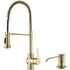 Kraus Britt™ Series KPF1690KSD53SFACB - Britt™ Single Handle Commercial Kitchen Faucet with Deck Plate and Soap Dispenser in Spot Free Antique Champagne Bronze Finish