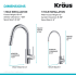 Kraus Oletto Series KPF2620FF100CH - Single Handle Pull Down Kitchen Faucet Dimensions