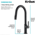 Kraus Oletto Series KPF2820MB - Single Handle Pull Down Kitchen Faucet in Matte Black Dimensions