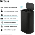 Kraus KTCS14MB - 14.5 Gallon / 55 Liter Motion Sensor Kitchen Trash Can in Matte Black with Bag Securing Ring and Soft Close Lid