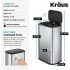 Kraus KTCS14SFS - 14.5 Gallon / 55 Liter Motion Sensor Kitchen Trash Can in Spot-Free Stainless Steel with Bag Securing Ring and Soft Close Lid