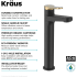 Kraus Indy™ Series KVF1410SFBBMB - IndyTM Single Handle Vessel Bathroom Faucet in Spot-Free Brushed Brass / Matte Black with Pop Up Drain and Supply Lines