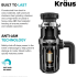Kraus KWD11050MBL - High-Speed 1/2 HP Continuous Feed Ultra-Quiet Motor Garbage Disposal Anti-Jam Technology
