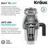 Kraus KWD20150MCG - 1/2 HP Continuous Feed Garbage Disposal with Ultra-Quiet Motor for Kitchen Sink with Power Cord and Flange Included