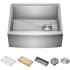Kraus KWF21024 - 24" Farmhouse Apron Front Workstation 16 Gauge Stainless Steel Single Bowl Kitchen Sink with Accessories