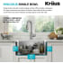 Kraus KWF21024 - 24 Inch Farmhouse Workstation Single Bowl Stainless Steel Kitchen Sink Spacious Single Bowl