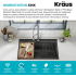 Kraus KWT31033PGM - 33 Inch Dual Mount Workstation Single Bowl Kitchen Sink Features