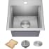 Kraus KWT32115 - 15" Drop-In Top Mount Workstation 16 Gauge Stainless Steel Square Single Bowl Kitchen Bar Sink with Accessories