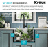 Kraus KWU10023L - 23 Inch Undermount Workstation Single Bowl Stainless Steel Laundry Utility Sink