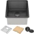 Kraus KWU110117PGM - 17” Undermount 16 Gauge Black Stainless Steel Single Bowl Kitchen Bar Sink in PVD Gunmetal Finish with Accessories