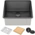 Kraus KWU110121PGM - 21 Inch Undermount Workstation Single Bowl Stainless Steel PVD Gunmetal Kitchen Sink