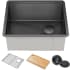 Kraus KWU111123PGM - 23 Inch Undermount Workstation Single Bowl Stainless Steel PVD Gunmetal Kitchen Sink