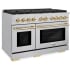 ZLINE Autograph Edition SDRZ48G - 48 Inch Pro-Style Double Oven Dual Fuel Range in Stainless Steel and Polished Gold Accents