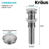 Kraus PU10SFS - Pop Up Drain w/o Overflow Dimension