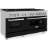 ZLINE RASBLM60 - 60 Inch Pro-Style Double Oven Dual Fuel Range in Fingerprint Resistant Stainless Steel with Black Matte Doors