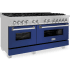 ZLINE RASBM60 - 60 Inch Pro-Style Double Oven Dual Fuel Range in Fingerprint Resistant Stainless Steel with Blue Matte Doors