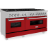 ZLINE RASRG60 - 60 Inch Pro-Style Double Oven Dual Fuel Range in Fingerprint Resistant Stainless Steel with Red Gloss Doors