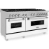 ZLINE RASWM60 - 60 Inch Pro-Style Double Oven Dual Fuel Range in Fingerprint Resistant Stainless Steel with White Matte Doors
