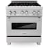 ZLINE RASSNBR30 - Professional DuraSnow® Stainless Steel Dual Fuel Range with Brass Burners