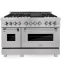 ZLINE RASSNBR48 - Professional DuraSnow® Stainless Steel Dual Fuel Range with Brass Burners