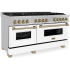 ZLINE Autograph Edition RASZWM60CB - 60 Inch Pro-Style Double Oven Dual Fuel Range in DuraSnow® Stainless Steel with White Matte Doors and Champagne Bronze Accents