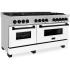ZLINE Autograph Edition RASZWM60MB - 60 Inch Pro-Style Double Oven Dual Fuel Range in DuraSnow® Stainless Steel with White Matte Doors and Matte Black Accents