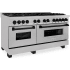 ZLINE Autograph Edition RASZSN60MB - 60 Inch Pro-Style Double Oven Dual Fuel Range in DuraSnow® Stainless Steel with Matte Black Accents