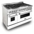 ZLINE RAWMGR48 - 48 Inch Pro-Style Double Oven Dual Fuel Range in Stainless Steel with White Matte Doors
